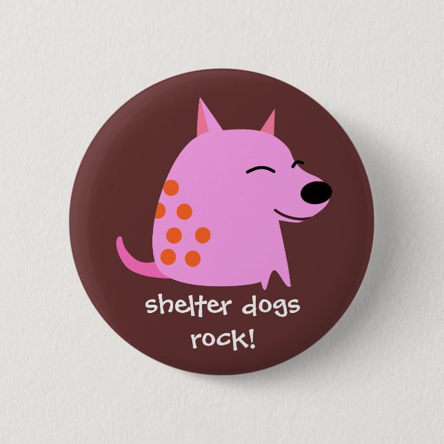 Rosa Hund - Schutz verfolgt Felsen Button (Vorderseite)