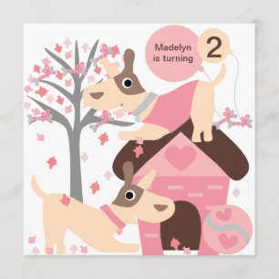 Rosa Hündchen-kundenspezifische Einladung