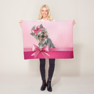 Rosa Hündchen Yorkshire-Terrier Prinzessin-Yorkie Fleecedecke