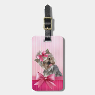 Rosa Hündchen Yorkshire-Terrier Prinzessin-Yorkie Gepäckanhänger