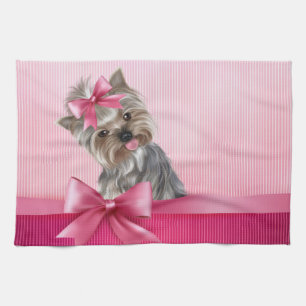 Rosa Hündchen Yorkshire-Terrier Prinzessin-Yorkie Geschirrtuch