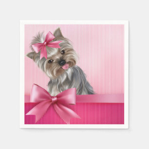 Rosa Hündchen Yorkshire-Terrier Prinzessin-Yorkie Serviette