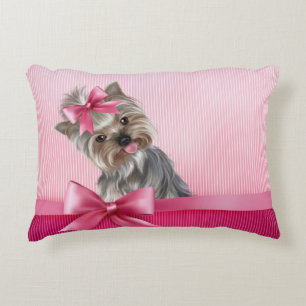 Rosa Hündchen Yorkshire-Terrier Prinzessin-Yorkie Zierkissen