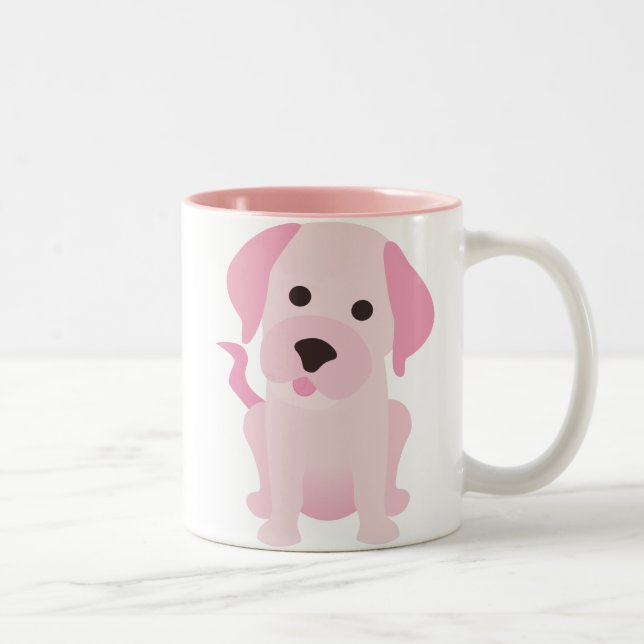Rosa Hündchen Zweifarbige Tasse (Rechts)