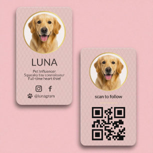 Rosa Hundefoto Social Media QR Code Visitenkarte