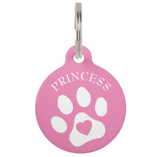 Rosa Hundemarke mit Name und Telefon-Round-Pet-Tag Haustiermarke
