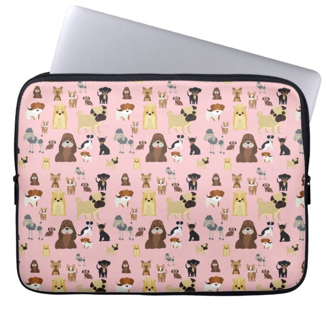 Rosa Hundemuster. Laptopschutzhülle (Vorderseite)