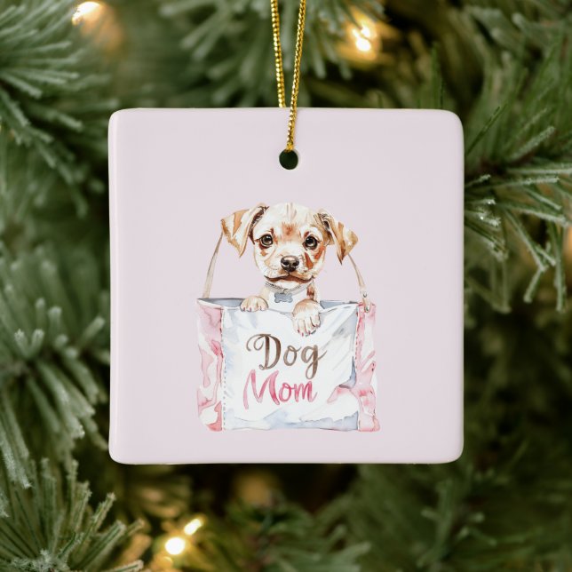 Rosa Hundemutter-Tasche Keramikornament (Baum)