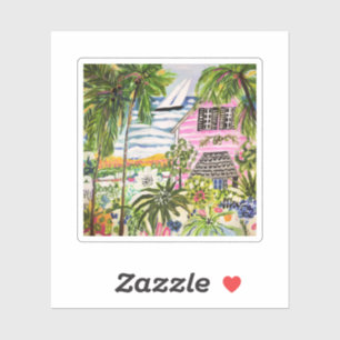 Rosa Hütte an der Bucht I Aufkleber