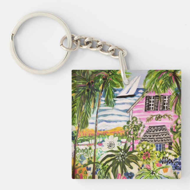 Rosa Hütte an der Bucht I Schlüsselanhänger (Vorderseite)