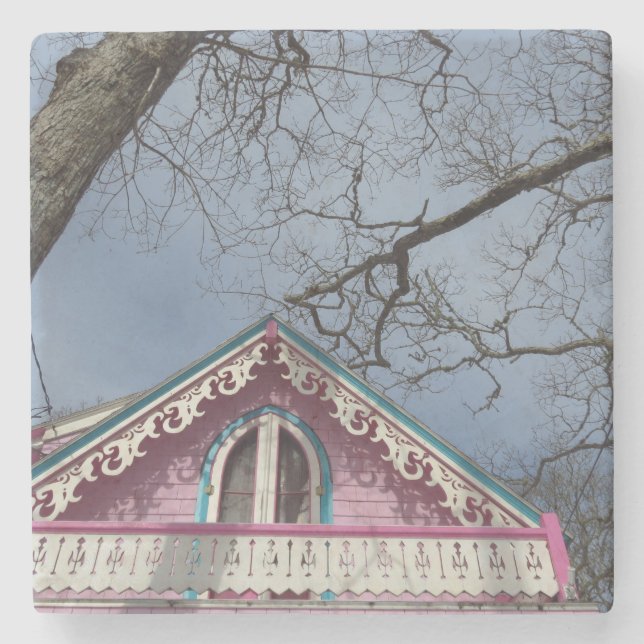 Rosa Hütte Dramatischer Himmel - Martha's Vineyard Steinuntersetzer (Vorderseite)