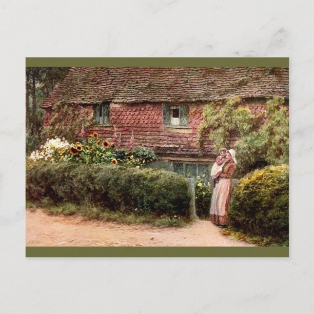 Rosa Hütte Mutter und Kind Postkarte (Vorderseite)