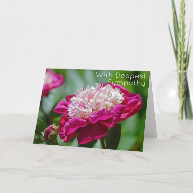 Rosa Hütte Peony Garden Blume Tief Beileid Karte (Vorderseite)