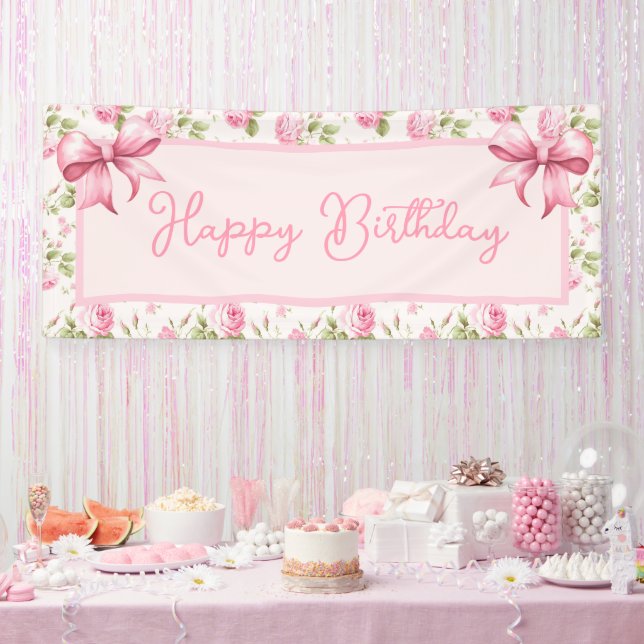 Rosa Hütte Rose Happy Birthday Banner (Party)