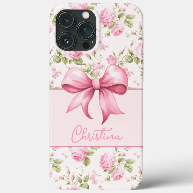 Rosa Hütte Rose mit Bow Coquette Case-Mate iPhone Hülle (Rückseite)