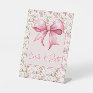 Rosa Hütte Rose mit Bow Coquette Sockelschild