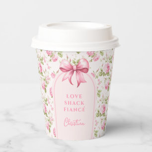 Rosa Hütte Rose mit Bow Liebe Shack Fiancé Pappbecher