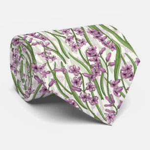 Rosa Hyacinth-Blume auf natürlichem Weiß Krawatte