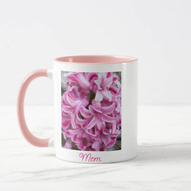 Rosa Hyacinth Blume Mama Tasse (Links)