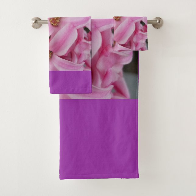 rosa Hyazinthe-Blume Badhandtuch Set (Insitu)
