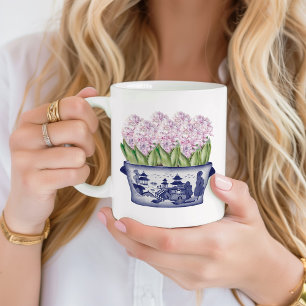 Rosa Hyazinthen in Chinoiserie Planter Keramik Kaffeetasse