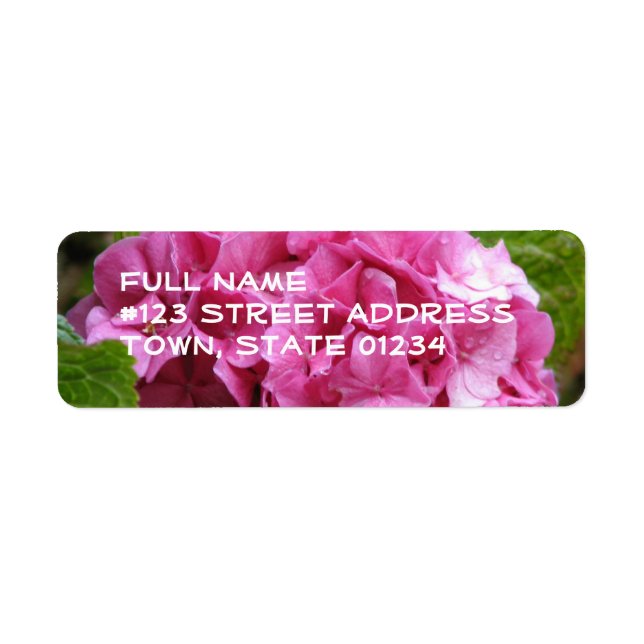 Rosa Hydrangea Blume Mailing Label (Vorne)