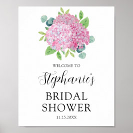 Rosa Hydrangea Botanisches Brautparty Empfang Poster