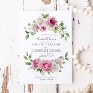 Rosa-Hydrangea-Brautparty Einladung