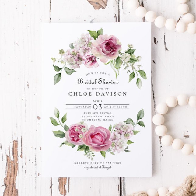 Rosa-Hydrangea-Brautparty Einladung (Von Creator hochgeladen)