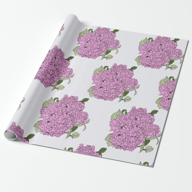 Rosa Hydrangea Geschenkpapier (Ungerollt)