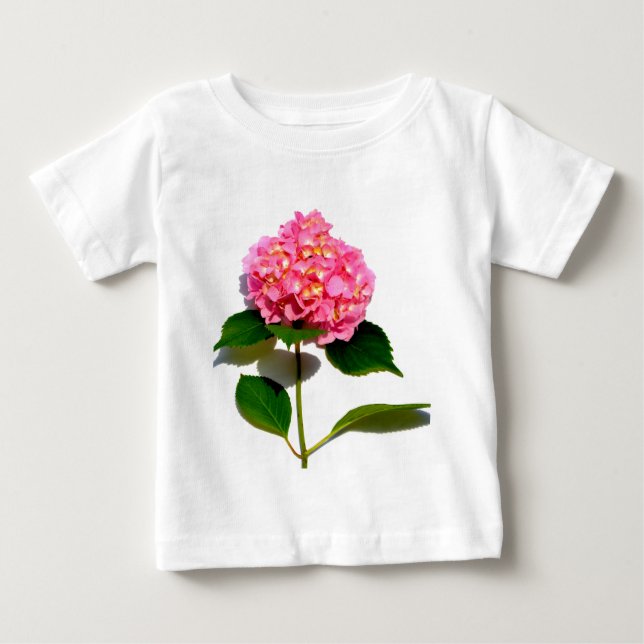 Rosa Hydrangea Rosa Blume Baby T-shirt (Vorderseite)