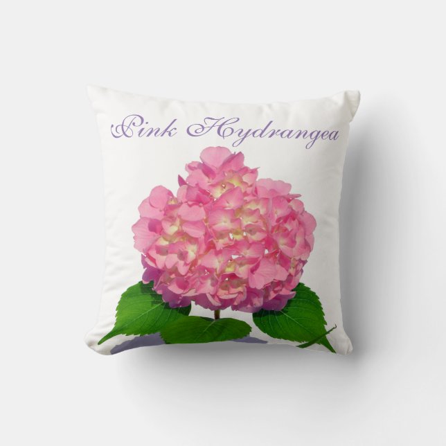 Rosa Hydrangea Rosa Blume Kissen (Vorderseite)