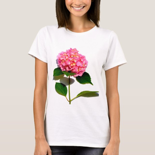 Rosa Hydrangea Rosa Blume T-Shirt (Vorderseite)