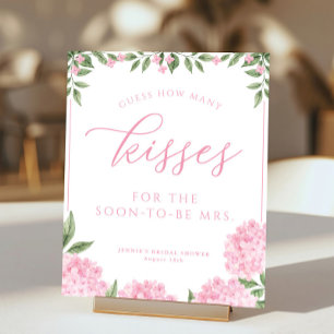 Rosa Hydrangea-Schätzspiel: Wie viele Küsse enthäl Poster
