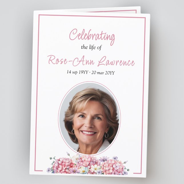 Rosa Hydrangea Sommerbeerdigung der Blume gefaltet Programm (Von Creator hochgeladen)