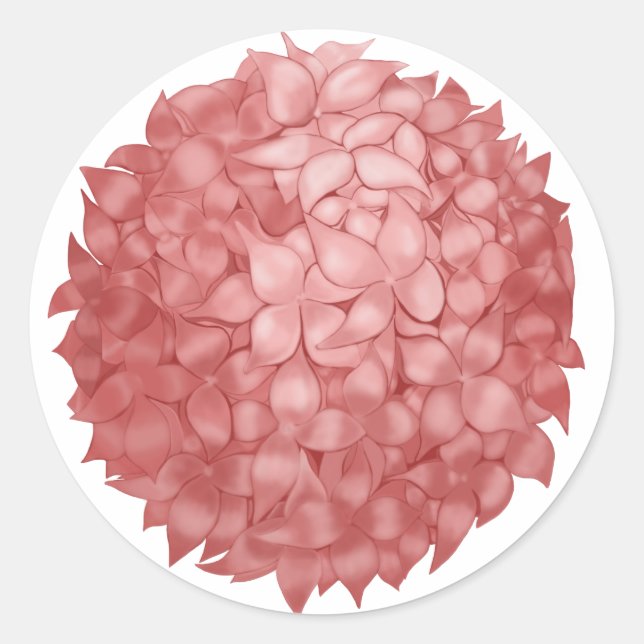 Rosa Hydrangea Stikers Classic Round Sticker (Vorderseite)
