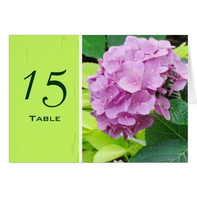 Rosa Hydrangea-Wedding Tischnummer-Karte (Vorderseite (Horizontal))