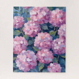 Rosa Hydrangeen Aquarell-Kunst in Rosa Puzzle