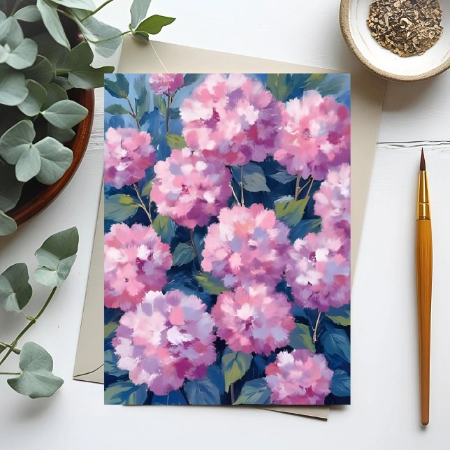 Rosa Hydrangeen Blumen Postkarte (Von Creator hochgeladen)
