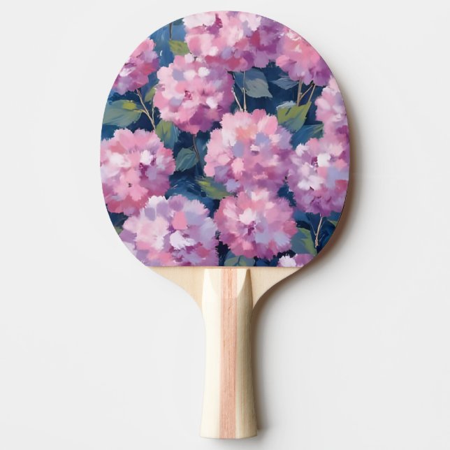 Rosa Hydrangeen Blumen Tischtennis Schläger (Vorderseite)