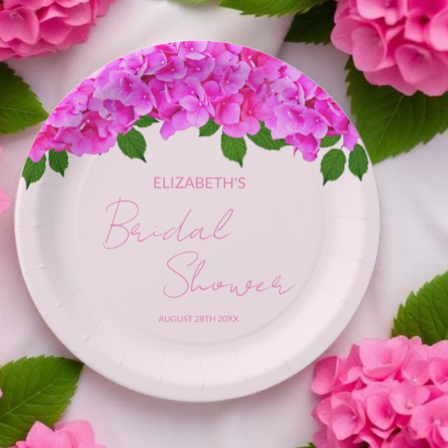 Rosa Hydrangeen-Junggesellinnenabschied Pappteller (Von Creator hochgeladen)