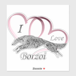 Rosa I Liebe Borzoi Die Vinyl Sticker schneiden