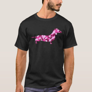 Rosa I Liebe Meine Dackel Dackel Hund Camouflage T-Shirt