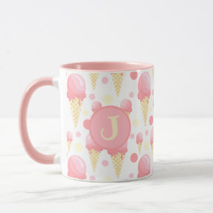 Rosa Ice Creme Cone Mit Monogramm Tasse