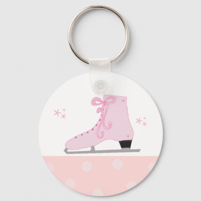 Rosa Ice Skaten-Design Schlüsselanhänger (Vorderseite)