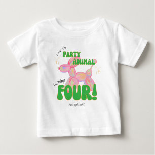 Rosa Ich bin die Party Luftballon Tier 4. Geburtst Baby T-shirt