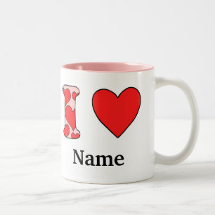 Rosa Ich liebe personalisiert Zweifarbige Tasse