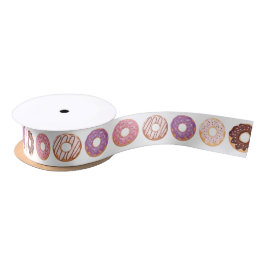 Rosa Icierte Donuts mit Sprinklen-Muster-Party Satinband