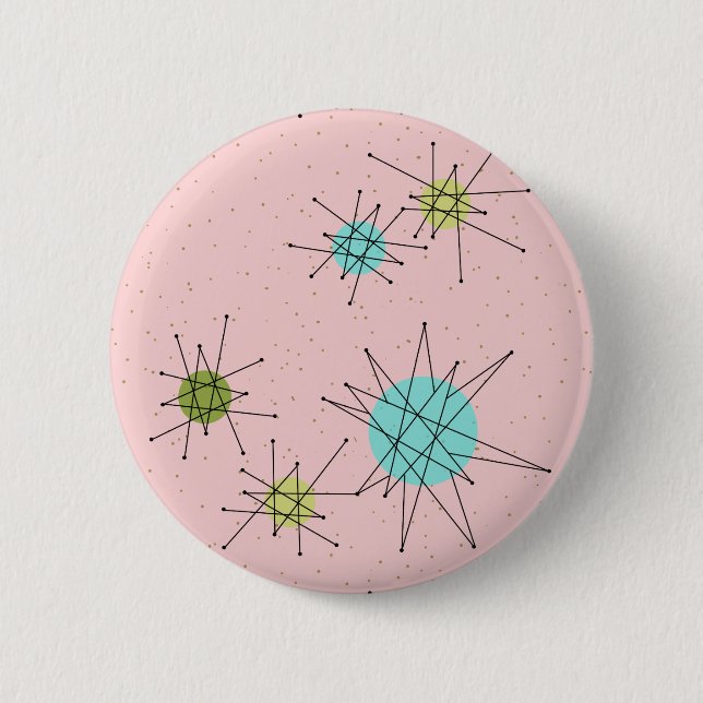 Rosa Iconic AtomSternexplosion-runder Knopf Button (Vorderseite)
