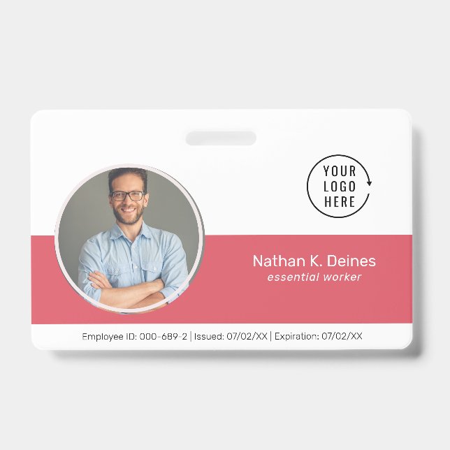 rosa ID | Mitarbeiter Foto ID Company Security Ausweis (Vorderseite)